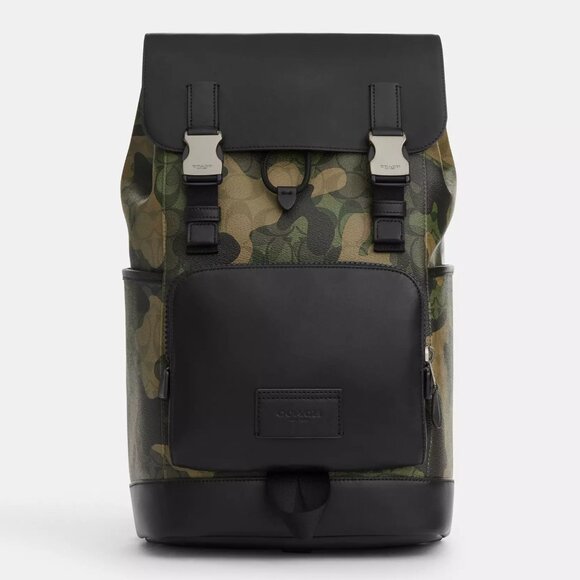 🏕️Coach Track Backpack In Signature Canvas With Camo Print - Picture 1 of 6